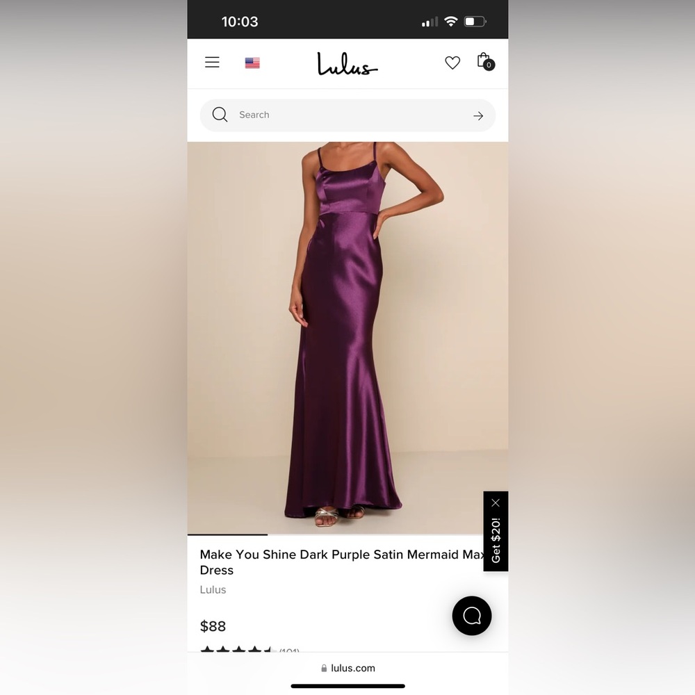 Lulus maxi purple satin one shoulder mermaid fit. NWT. Size Medium